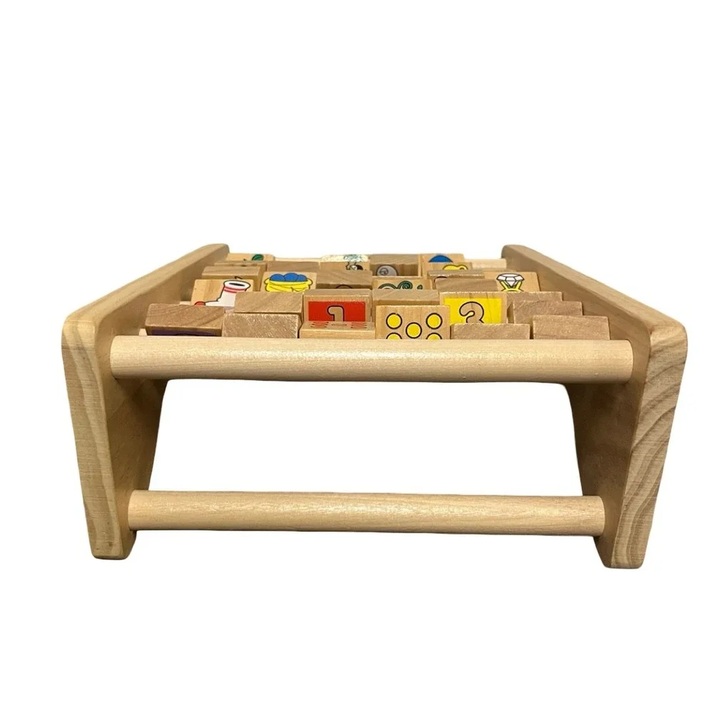 Melissa & Doug Wooden Alphabet Numbers Abacus Educational Spinning Blocks Toy